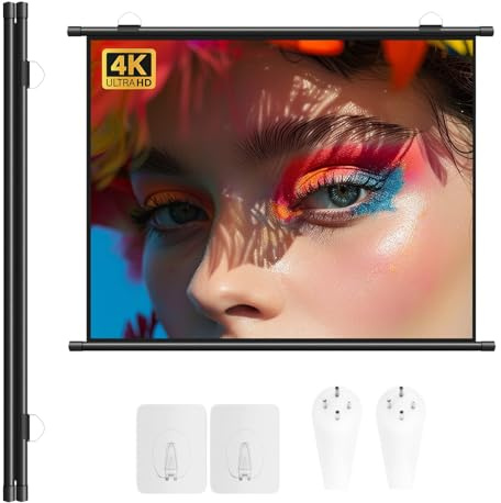 4k HD Telo Proiettore Portatile, 16: 9/4: 3 Schermo Per Proiettore Avvolgibile Manuale, 30 40 50 60 72 Pollici AntiRughe Schermo Di Proiezione, Per Home Theater Cinema Campeggio(60in 4:3)