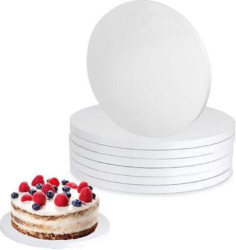 YKUKIZEE 6 PCS White Cake Boards 12 Inch Round Cake Drum Board 12 mm Thick | for Party Wedding Birthday, Gloss