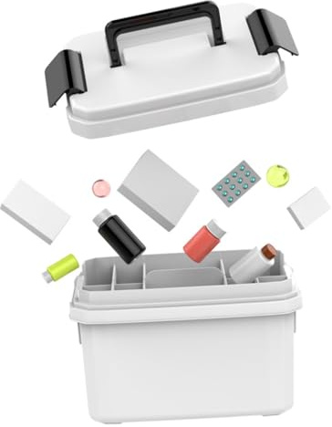BELLIFFY Trousse de Remède Portable Multifonctionnelle Xxl en Plastique Blanc, Boîte à Remède à Compartiments Multiples pour Maison, Bureau et Usage, Étui de Rangement pour Urgence