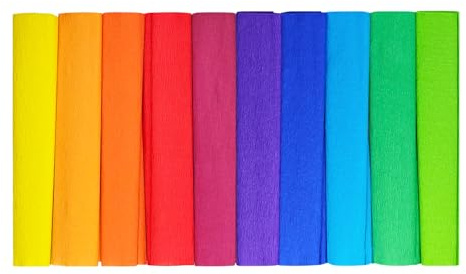Netuno 10 Rollen Krepppapier bunt 200 x 25 cm Bastelpapier Gärtnerkrepp | crepe paper Krepp Papier Papierrollen Dekoration Basteln Floristenkrepp Bastelkrepp Laternen Girlanden Papierblumen