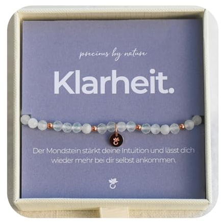 Edelstein Armband Damen Echt 3mm, Edelstahl Silber & vergoldet, verstellbar | 17,5+4 cm, Gelbgold / Rosegold, Personalisierbar mit Gravur, Schmuck Geschenk für Frauen, Mädchen & Freundin