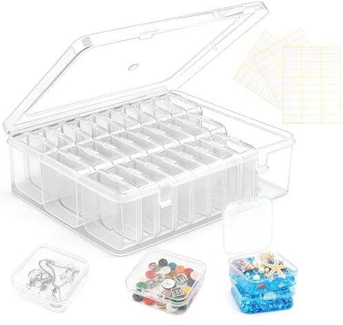 HSYTEK Förvaringsbox med 30 fack, diamantmålning, förvaringslåda, sorteringslåda i plast med oberoende fack, små delar sorteringslådor för nagelkonst strass, smycken, gör-det-själv-hantverk