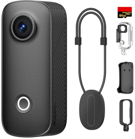 SJCAM C100 Pro 4K Bodycam, Mini Action Cam, 64GB, 148Min, 32g leicht | 120° POV Vlog Kamera, 30m Wasserdicht mit Gehäuse, WiFi,für Helmkamera Vlogging Sport