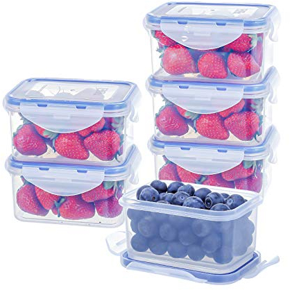 EASYLOCK 6Pack 500ML Food Storage Containers with Lids Airtight, Meal Prep Containers Reusable, Plastic Food Container with Lids Set, Freezer Storage Boxes, Snack Pots