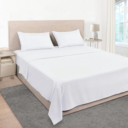 Mejoroom Set di lenzuola per letto matrimoniale, lenzuola di lusso da hotel di lusso bianco 1800, con tasca profonda 40,6 cm, extra morbide, traspiranti, pieghe, antimacchia, ipoallergeniche, 4 pezzi