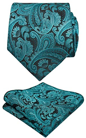 Alizeal Conjunto de Corbata de Paisley Floral y Pañuelo de Bolsillo para Hombre