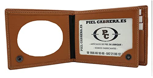 Piel Cabrera Cartera Porta Placa con Monedero para Guardia Civil, Policia Local, Proteccion Civil, Seguridad Privada, Cruz Roja. Mod. HONORES Cuero