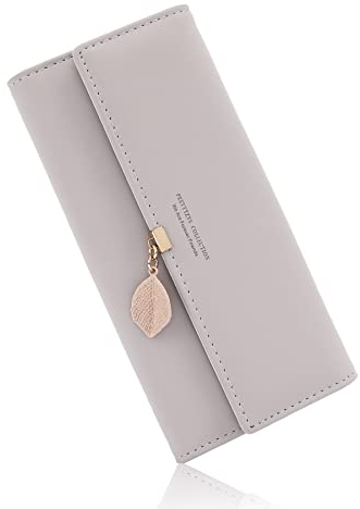 CALIYO Geldbeutel Damen aus glattem und weichem Synthetisches Leder Geldbörse Damen groß und im Langformat Portemonnaie sehr schöne Farben mit vielen Fächern und Handyfach (Lila)