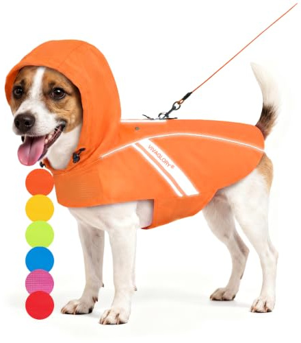 VIVAGLORY Hunderegenmantel Wetoff Regenmantel Hund, S, Orange | Hunde Regenmantel Hunderegenmantel Reflektierend Regenjacke Hunderegenjacke, Wasserdicht Regenjacken für Hunde