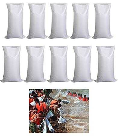 Hochwasser Sandsäcke weiß Sandsack Hochwassersack Wasserdicht Für Hochwasser Zum Befüllen Extra UV-Stabilised & Quick Release PP Bag Fabric Bag for Flood Water Flood Protection Bag (40x70cm10PC)