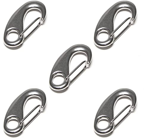PRIOstahl Schnapphaken Karabiner Karabinerhaken Karabinerhaken Schnellverschlusskarabiner - 100 mm x 5 Stück Haken Schnapper Verbindungselement zur Befestigung Verbinder Verbindung aus Edelstahl V4A