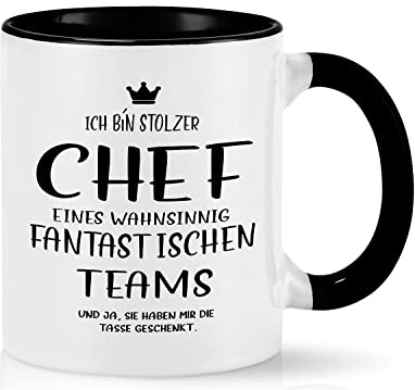Joymaking Tasse Mit Spruch - Ich Bin Stolzer Chef Eines Wahnsinnig Fantastischen Teams - Bester Chef Geschenk Kaffee Tasse für Geburtstag, Abschied Teetasse