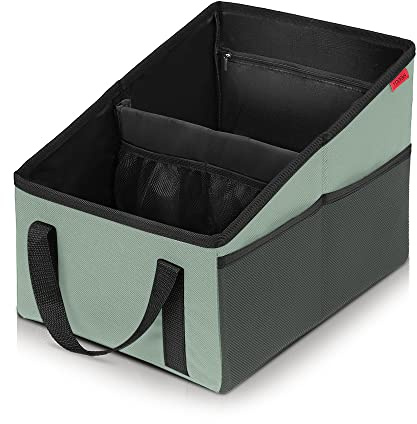 YOOFAN Organisateur de Voiture- Boîte de Rangement Pliable avec 2 Porte-Gobelets Rangement Voiture, Organisateur de Coffre de Voiture, Accessoire Voiture pour Toutes Les Voitures,Cyan