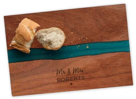 Personalised Serving Board - Wedding Gifts for Couple Bride and Groom - Engraved Resin Wooden Chopping Board - River Board