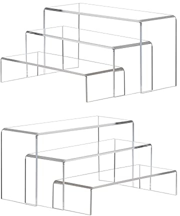 YFEEN 2 Sets Clear Acrylic Display Risers,3 Size Sizes Jewelry Risers Handwork display stand Retail Stand Cupcake and Dessert Stand