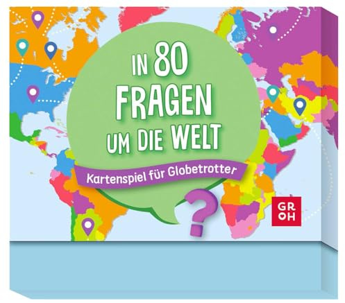 GROH In 80 Fragen um die Welt - Kartenspiel für Globetrotter: Quizspiel mit 80 Karten | Geschenk für Weltenbummler und gegen Fernweh