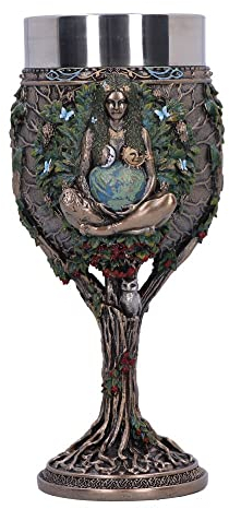 Nemesis Now Mother Earth Goblet 20cm, Resin w. Stainless Steel, Bronze, Fine Detailing, Cast in the Finest Resin, Stainless Steel Insert