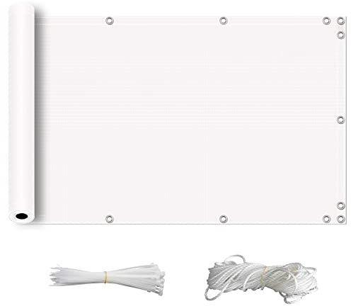 Timizi Telo Frangi-Vista Balcone 120x250cm, Frangi-Vista per Balcone Prova di Muffa Tenda Ombreggiante Facile da Installare per Giardino e Balcone - Bianco