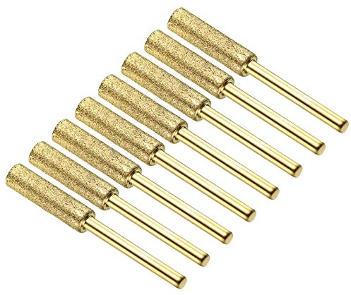 M METERXITY 8 Pack Diamond Chainsaw Sharpener - Hardness Diamond Sharpening Wheels Grinding Stone Titanium Plating Apply to Electric Saw (7/32, Golden)