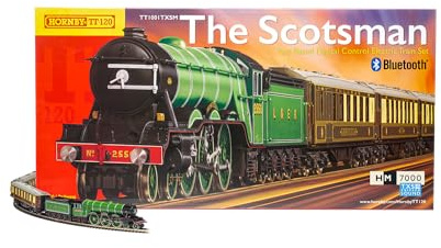 Hornby Train Set - The Scotsman Digital TT Gauge Model Railways Set, Sound Fitted Starter Electric Model Train Kits with App Control - Steam Engine Model Building Kits, 1:120 Scale Model Train Gifts