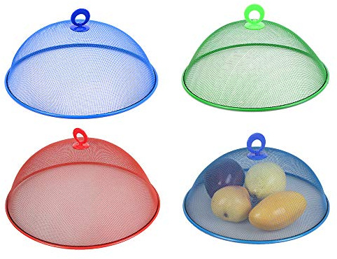 2 Stück Lebensmittelabdeckung, 13,78 Zoll Runde Metallgitter-Lebensmittelabdeckung, Zeltschirm, Metallgitter-Lebensmittelabdeckung, Wiederverwendbare Outdoor-Picknick-Lebensmittelabdeckung,(#1)