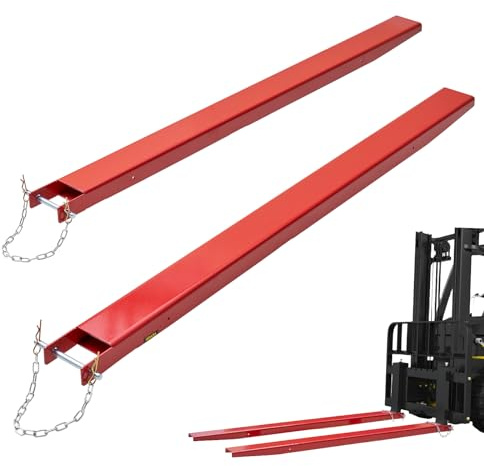 VEVOR Rallonges de Fourches à Palette 2090x115 mm Extensions de Fourche pour Chariot Élévateur 1 Paire en Acier au Carbone avec Broches pour Déplacer et Transporter Charges Volumineux Lourds, Rouge