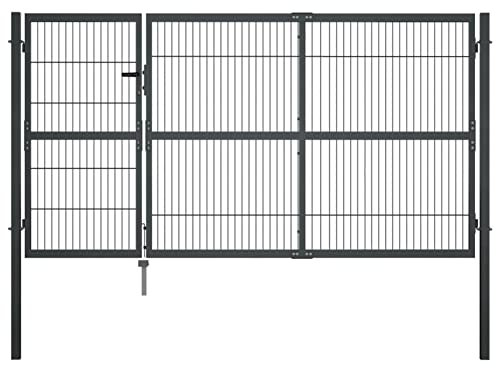 Swpsd Garden gate with posts steel 350×140 cm anthracite Model144401