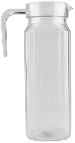Elegante Caraffa per Succo D'acqua Ghiacciata a Strisce, Brocca per Bevande, Bottiglia di Succo in Acrilico Trasparente con Coperchio per Casa, Bar, Club o Ristorante (1100ML)