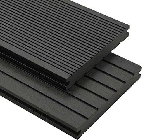 Kangmusi WPC Massive Terrassendielen mit Zubehör 10 m² 4 m Schwarz, Schwarz 275696