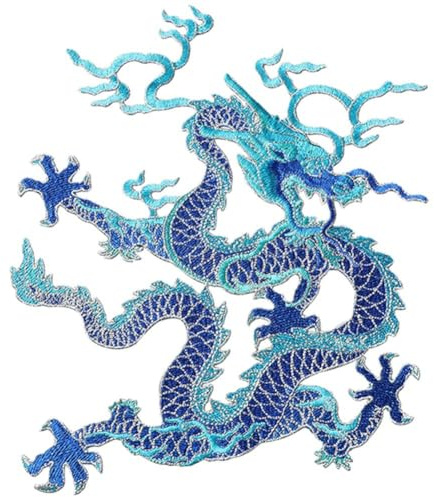 Muteitt Drachen Bestickte Aufnäher, Drachen-Abzeichen Zum Aufnähen, Chinesischer Drache, Bestickte DIY-Applikationen Für, Hüte, T-Shirts, Basteldekorationen
