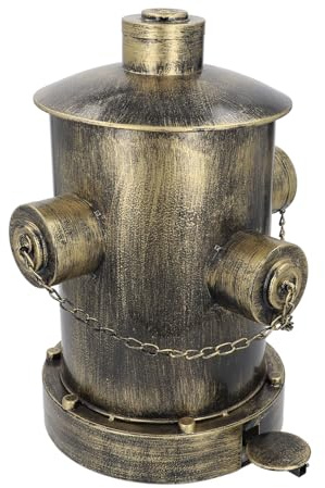 Fockety Poubelle de Bouche D'incendie à Pédale Rétro - Seau Intérieur, Grande Capacité, Intérieure et Extérieure - En Fer Vintage pour Parc, Jardin, Maison