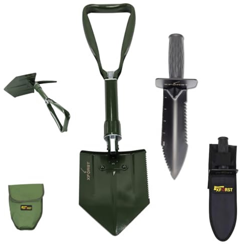 Xforst Set: Mini Grabungsmesser GM300 und Klappspaten KS1 – Ideal für Metalldetektor, Gartenarbeit, Camping und Survival