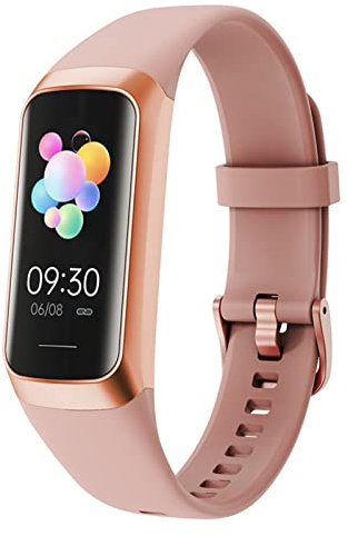 BYDPBS Smartwatch Fitness Tracker, Display A Colori da 1,10 Pollici Ultra Trasparente, Impermeabile, per Donne Uomini Bambini con Frequenza Cardiaca, Ossigeno nel Sangue per Android iOS,Rosa
