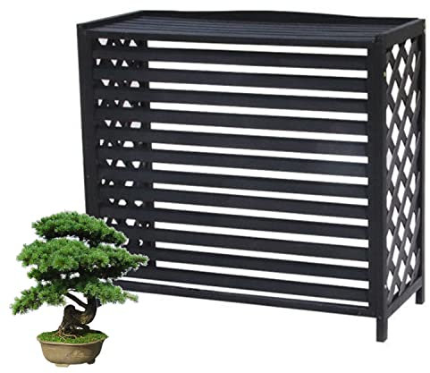 KHLMSRXJ Cubierta de Aire Acondicionado Split para balcón y jardín, Soporte de exhibición para decoración de Plantas (Negro 81 x 32 x 70 cm)