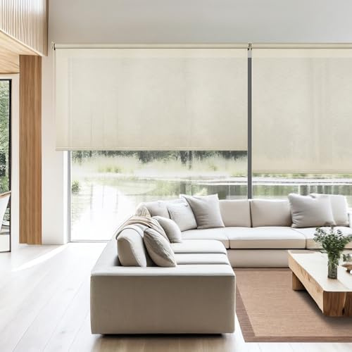 STOR PLANET | Tende a Rullo Screen Pro Solar, Tende a Rullo Traslucide, Tenda Termica Isolante, Tende per Finestre Soggiorno Grandi, Tende da Cucina, fino a 240cm di Larghezza | Lino 180x250cm
