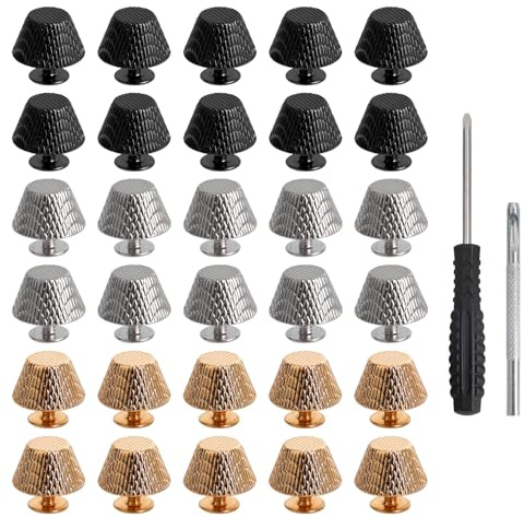 DesertBoy 32 Pcs Remaches de Cuero, 14mm, Remache de Doble Tapa, Patas para Bolsos, Espárragos de Cabeza Plana Remaches de Piel para Bolso, para Billetera Artesanía de Cuero DIY Accesorios Decorativos