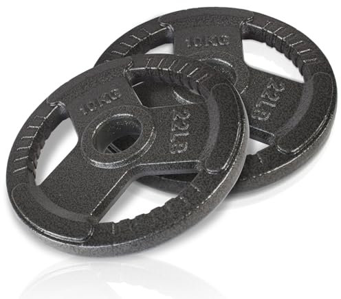 wuuhoo® Gusseisen Hantelscheiben Dave 50mm Bohrung - Langhantelgewichte Set, Gewichte für 2 Zoll Hantelstangen - beschichtet - olympische Scheibenaufnahme (d) 2 x 10kg