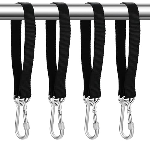 Tenbrachian 4 Set di Sangle Hamac, 50 cm x 25 mm Sangles de Suspension pour Balançoire Arbre, Hamac Sangles Fixation de Balançoire Hamac de Jardin, avec 4 Mousquetons et 4 Anneaux en D