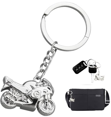 EAVUYIS Motorrad Schlüsselanhänger, Geschenk Schlüsselanhänger für Motorradfahrer, Edelstahl Motorrad Glücksbringer Schlüsselanhänger