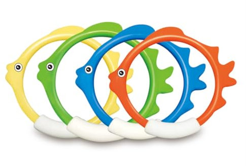 OHREN 4 Pezzi Giocattoli da Immersione per Piscina per Bambini, Anelli da Immersione e Siluri Subacquei Giocattoli Acquatici per Piscine e Estate
