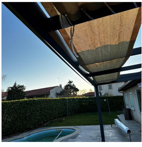 Rygcrud Auvents Voile, Toile De Protection Solaire pour Pergola Extérieure, Toit De Pergola Canopy - Tissu en Bandes avec Œillets Blocage UV pour Terrasse De Jardin(0.7x9m(27.6 x29.5'))