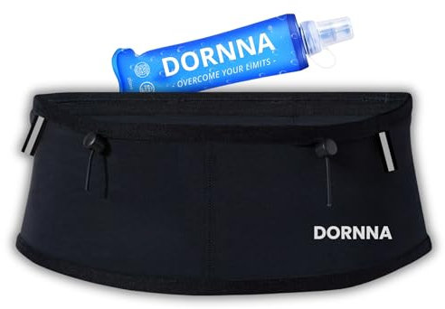 DORNNA Skinny W1 - Laufgürtel mit Trinkflasche 250ml, Startnummerngurt, Trinkgürtel für Männer und Frauen, Running Belt. (L-XL)