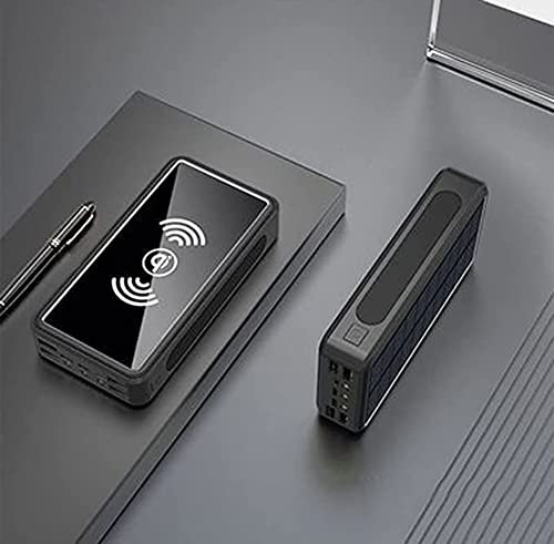 Batterie Externe, Chargeur Solaire, Chargeur Solaire sans Fil, Batterie Externe Portable, étanche, Noir
