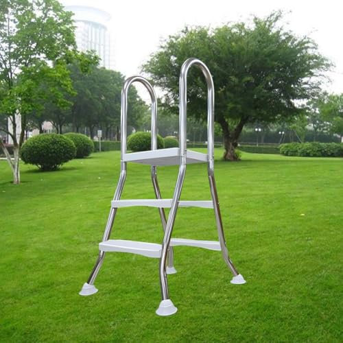 BOTOWI 550 Lbs Above Ground Pool Ladder, 33/43/53/63 Heavy Duty Double-Sided Pool Ladder,2/3/4/5 Steps Swimming Pool Ladder, 304 Stainless Steel Anti-Slip Ladder for Indoor/Outdoor Pools,33 inch