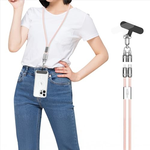 ANSMANN Handykette universal, Lanyard USB C Kabel 120cm, Handyband zum umhängen, USB C auf Lightning Schnellladekabel, handyband, Handy-Umhängeband, geeignet für alle Smartphones, Crossbody-Kette