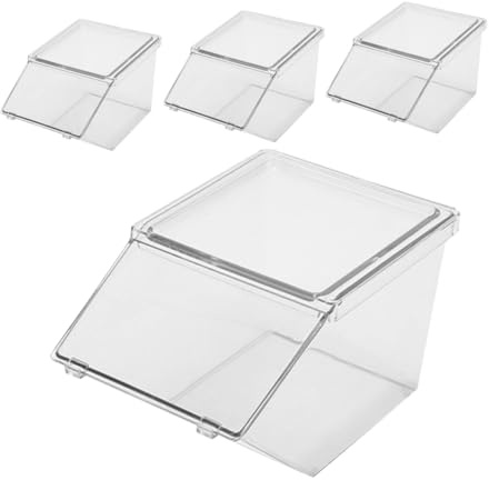 LIFKOME Organizador de Bolsitas de Té de Acrílico Apilable, 4 Piezas | Caja Tapa, Gran Capacidad y Superficie Lisa, para Mesa y Decoración, Mantiene Pequeños Artículos Ordenados