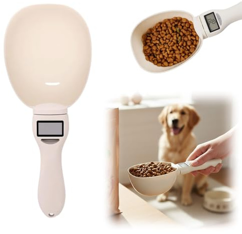 Digital Measuring Spoon, Food Digital Electronic Measuring Scoop Scale 800g/1g Precision with LCD Screen, Household Weighing Scoop for Kitchen and Dog Cat Food, 4 Measurement Units (1pc)