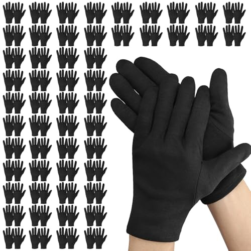 Einfa Handschuhe Baumwolle Schwarz - 25CM Baumwollhandschuhe L 50 Paar/100 Stück - Arbeitshandschuhe Damen Herren - Cotton Gloves Schwarz Stoffhandschuhe Work Gartenarbeit
