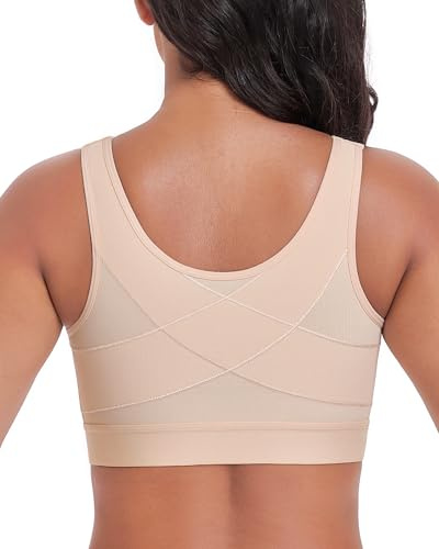 DotVol Women's Front Fastening Posture Bra Plus Size | Wirefree unpadded design, ideal for post surgery everyday comfortable wear