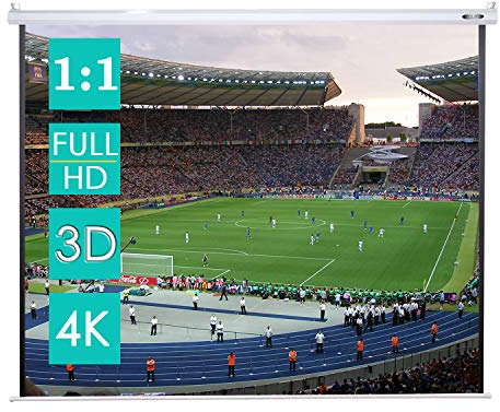 CCLIFE Schermo per Proiettore Telo proiettore Schermo di Proiezione e Avvolgibile per Proiettore per Casa Ufficio